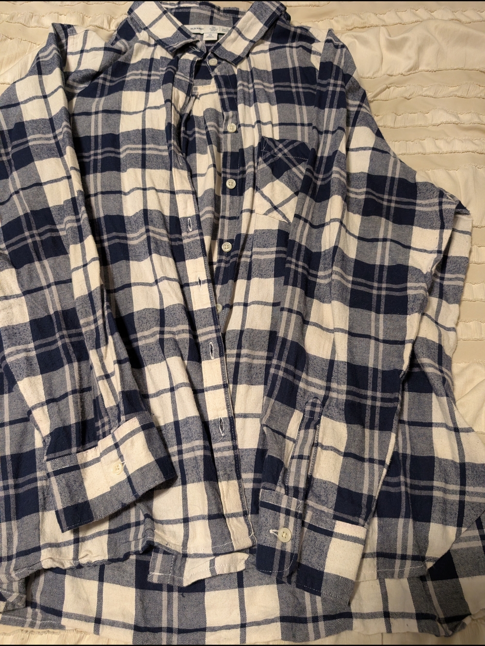 Old Navy Blue and White Plaid Classic Shirt